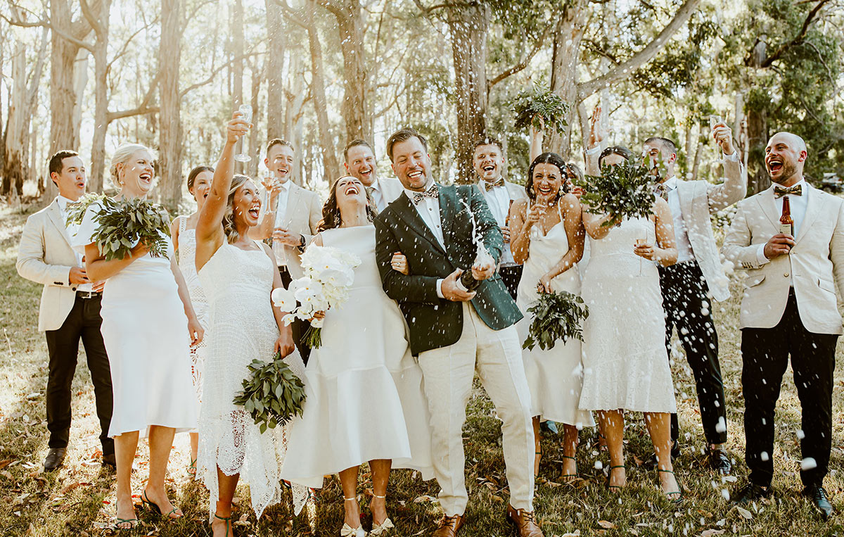 Peggy and Finn - THAT JUST MARRIED FEELING 💍 Congrats Elise + Cam 🙌🏼  Groom Cam is wearing the 'Protea Green' Tie 📷 @ariannaharryweddings  #peggyandfinnweddings #peggyandfinn